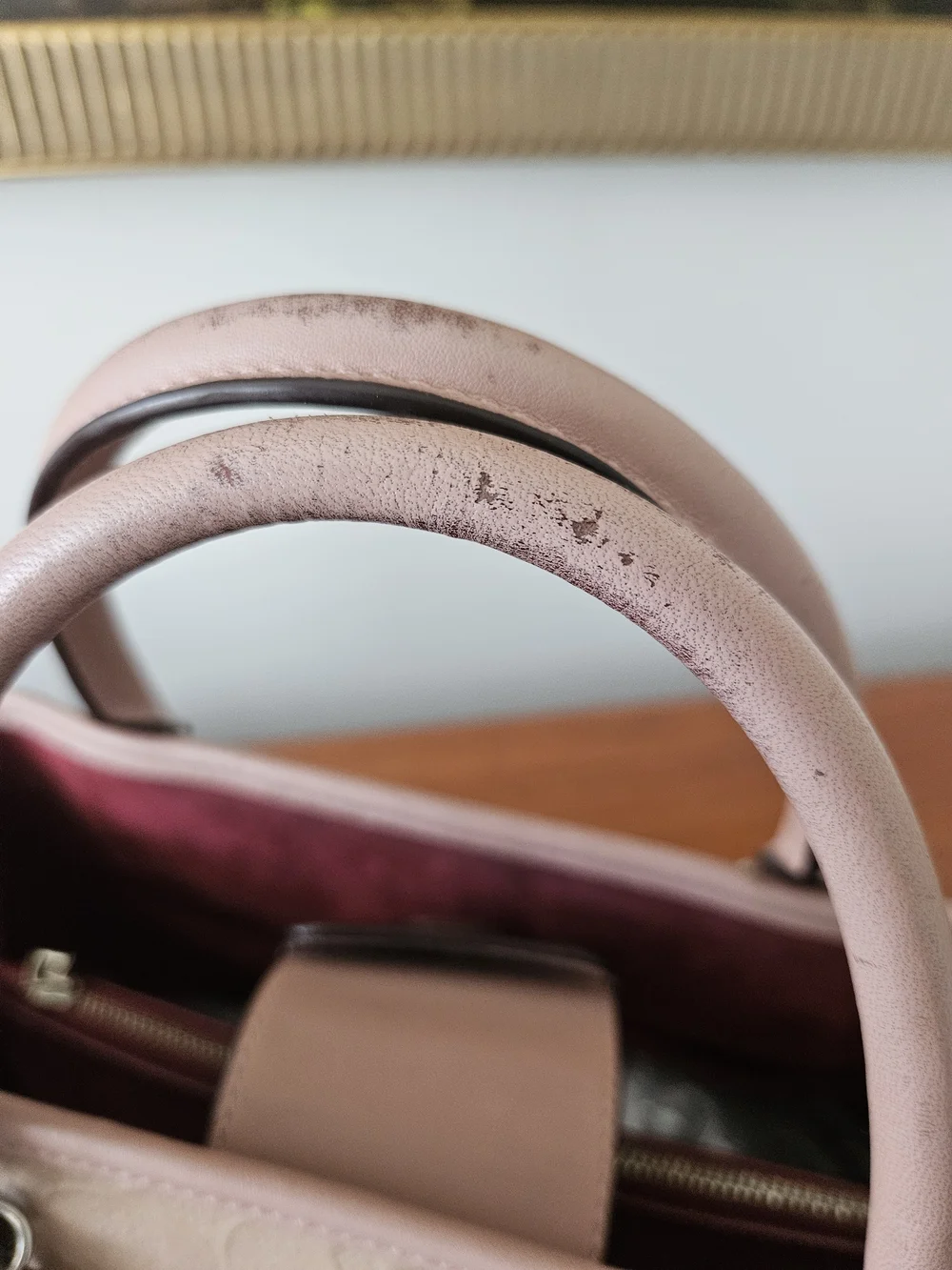 COACH Signature Debossed Patent LEATHER Margot Carryall​ - Blush Pink/Dark Nude